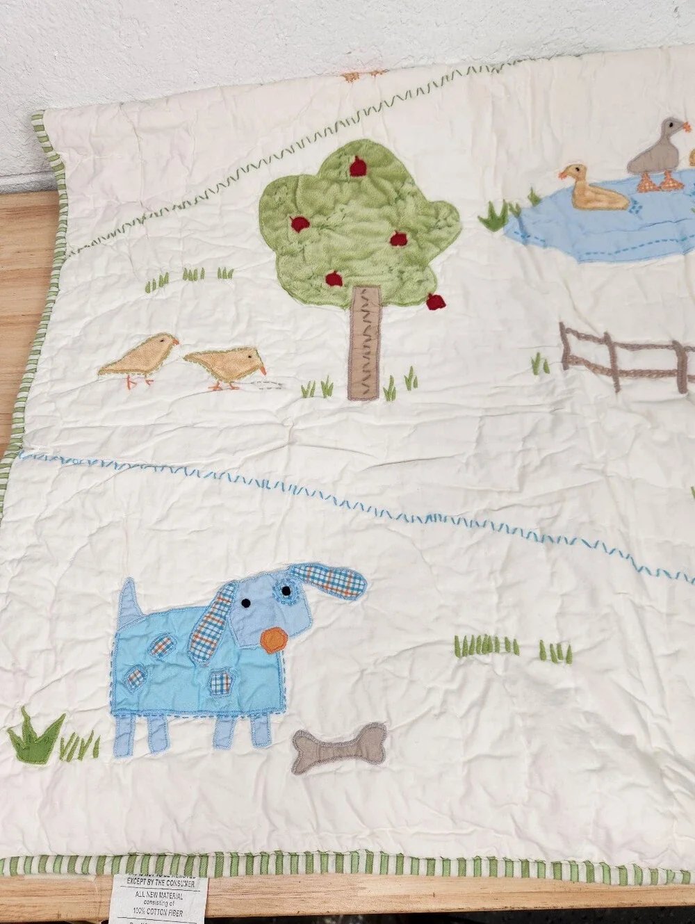 Pottery Barn Kids Farmyard Friends Crib/ Toddler Quilt 50x36 NOS Animals Farm